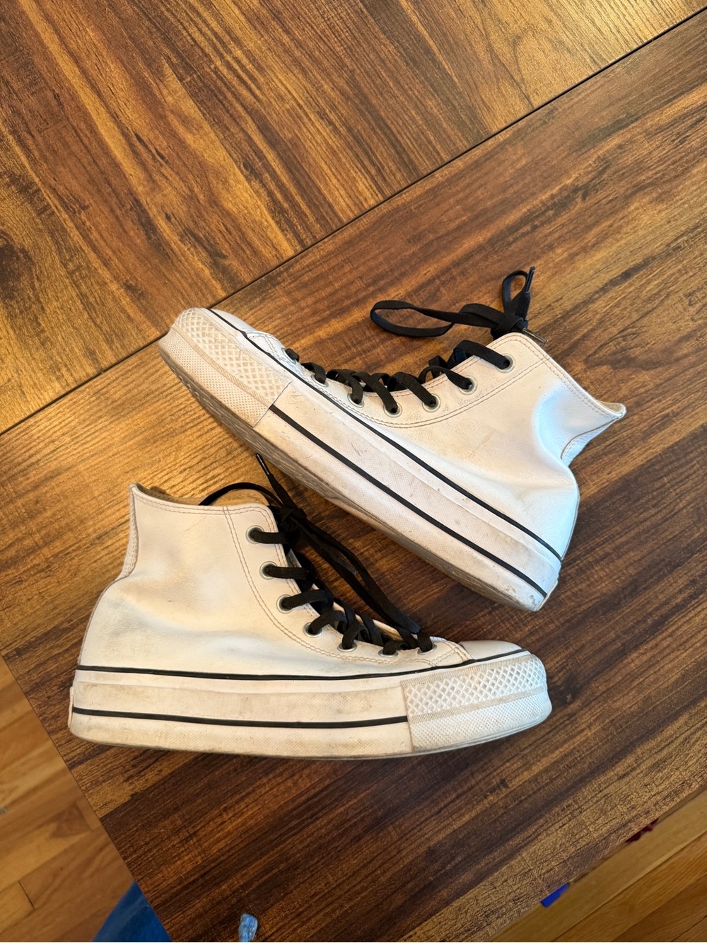 Converse White High Top Canvas Sneakers with Black Trim